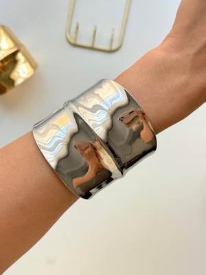 Youes Jewelry Çelik Kalın Kelepçe Bilezik Ayarlanabilir Kadın Erkek Unisex