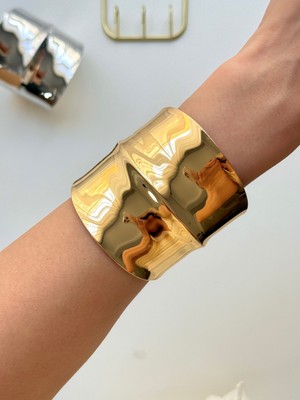 Youes Jewelry Çelik Kalın Kelepçe Bilezik Ayarlanabilir Kadın Erkek Unisex