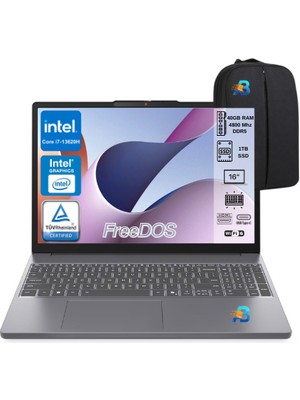 Lenovo Ideapad Slim 3 16IRH10 Intel Core I7 13620H 40GB 1tb SSD Freedos 16" Fhd Taşınabilir Bilgisayar 83K2001VTR Asbertech Çanta Hediyeli