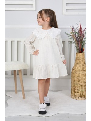 Canan Çakmak Kız Çocuk Yakası Dantel Detaylı Elbise