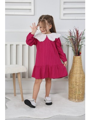 Canan Çakmak Kız Çocuk Yakası Dantel Detaylı Elbise