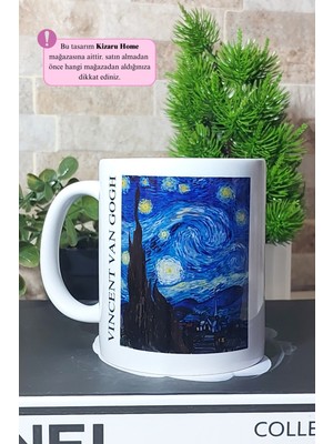 Vincent Van Gogh - Tarihi Sanat Starry Night Baskılı Porselen Kupa Bardak