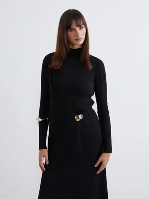 LC Waikiki Soulife Siyah Yarım Balıkçı Yaka Kadın Triko Kazak