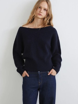 LC Waikiki Xsıde Lacivert Kayık Yaka Kadın Triko Kazak