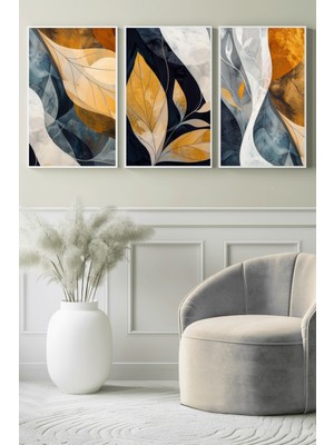 Altın Yaprakların Dansı 3’lü Kanvas Tablo