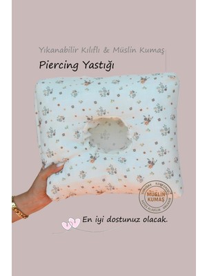 Sacce Scarves & Accessories Piercing Yastığı – Yıkanabilir Kılıflı Kahve Çiçekli Müslin – Kulak Delme Sonrası Özel Uyku Yastığı