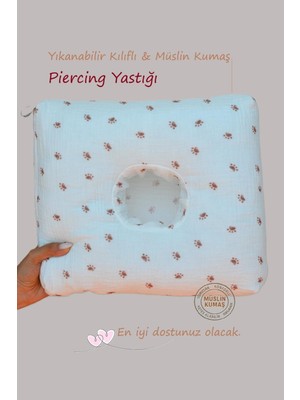 Sacce Scarves & Accessories Piercing Yastığı – Yıkanabilir Kılıflı Patili Müslin – Kulak Delme Sonrası Özel Uyku Yastığı