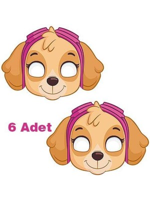 Feyza Design Çocuklar Için Renkli Paw Patrol Skye Kağıt Maske 6'lı Set
