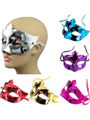 Feyza Design 6 Renkte Plastik Balo Maskesi, Düz Renkli 6'lı Set