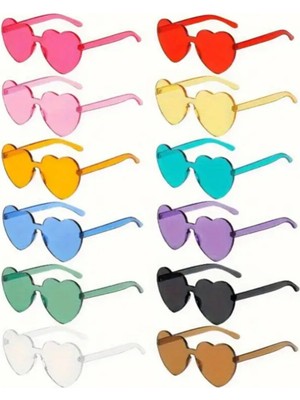 Feyza Design Renkli Kalpli Parti Gözlükleri, 6'lı Set, Eğlence ve Şıklık Için Perfect