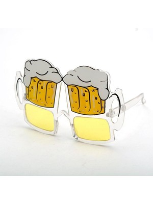 Feyza Design Partidolu Bira Gözlüğü Sarı Renk, Bira Bardağı Şekilli, Eğlenceli Tasarım