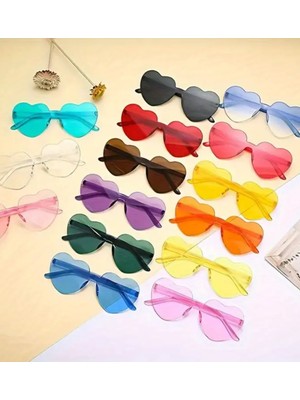 Feyza Design Renkli Kalp Bride Gözlük 10'lu Set, Partiye Renk Katacak Eğlenceli Aksesuar