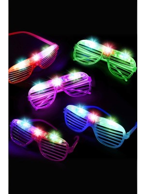 Feyza Design Renkli LED Işıklı Panjur Şekilli Gözlük Tek Parça Eğlence Aksesuarı
