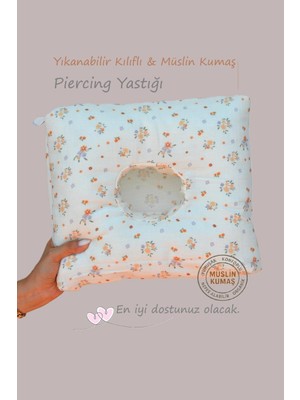 Sacce Scarves & Accessories Piercing Yastığı – Yıkanabilir Kılıflı Sarı Çiçekli Müslin – Kulak Delme Sonrası Özel Uyku Yastığı