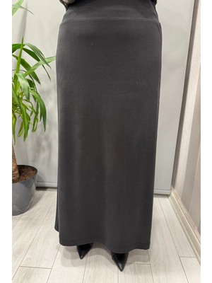 Sentez Yanı Nervürlü Etek Siyah 5461