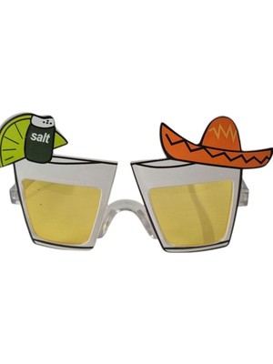 Feyza Design Partidolu Tekila Tequila Gözlüğü, Soft Sarı Cam, Hawaian Stili