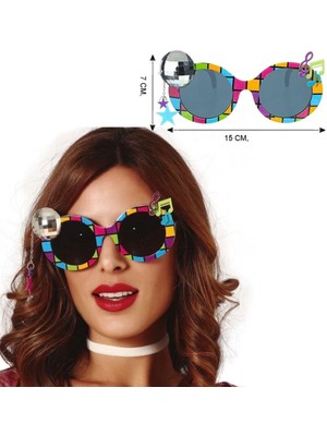 Feyza Design 70L Yıllar Retro Disko Temalı Notalı Müzik Parti Gözlüğü 15X7 cm