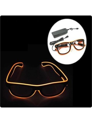 Feyza Design Turuncu LED Parti Gözlüğü, Işıklı, Pilli, Neon, UV400, Eğlence Için Ideal