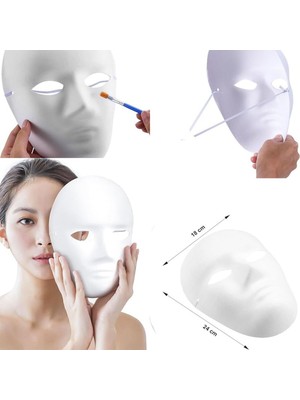 Feyza Design Boyanabilir Tam Yüz Insan Figürü Maskesi, Yetişkinler Için Eğlence