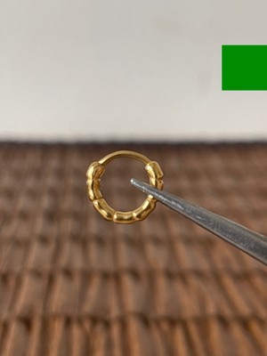 Aida Jewelss 316 L Cerrahi Çelik  Mod Bone 8mm Altın Kilitli Halka Küpe Piercing