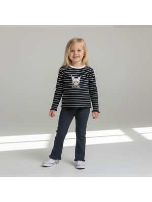 Kız Çocuk Kuromi Desenli Kaşkorse Kumaş Rahat Alt Üst Takım