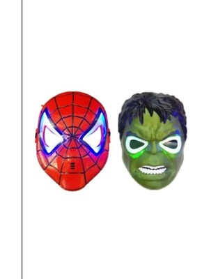 Feyza Design Işıklı Örümcek Adam ve Hulk Maske Seti, Çocuklar Için Eğlenceli Koleksiyon