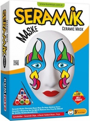 Feyza Design Seramik Maske Boyama Seti, 6 Renk ve Yaldızlı Boya ile Fırça Dahil