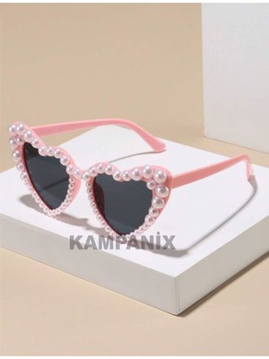 Feyza Design Inci ve Pembe Kalp Detaylı Şık Güneş Gözlüğü, Parti ve Özel Günler Için Ideal