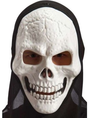 Feyza Design Glow Iskelet Kapüşonlu Siyah Skull, Eğlenceli Cadılar Bayramı Kostümü