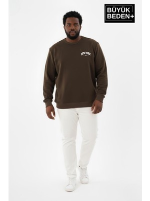 Superlife Erkek Büyük Beden New York Baskılı Bisilet Yaka Ince Sweatshirt SPR26BSW956-5
