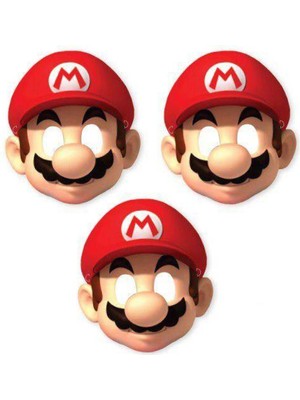 Feyza Design Renkli 6'lı Süper Mario Kağıt Maske Seti, Eğlence Dolu Anlar Için Ideal