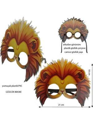 Feyza Design Çocuklar Için Renkli Aslan Hayvan Maskesi, Eğlenceli Gösteri Aksesuarı
