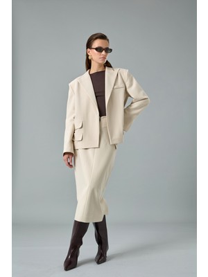 Yırtmaçlı  Midi Etek