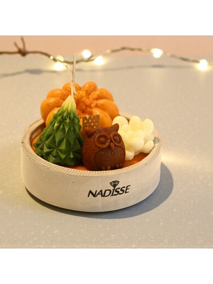 Baykuş Figürlü Yılbaşı Mum Seti – El Yapımı Dekoratif & Hediyelik Mum