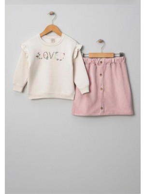 Kız Çocuk Etek Bluz Takım Kadife Kumaş