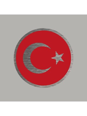 CRF Reklam Promosyon Matbaa Türk Bayrağı Gerçek Metal Logo Yuvarlak Arkası Yapışkanlı 5 cm 1 Adet