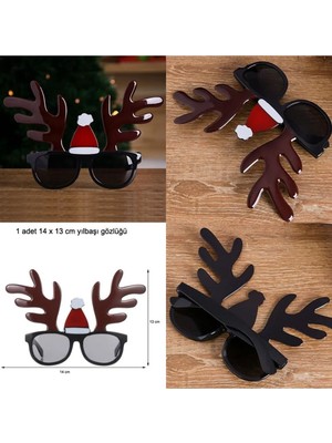 Feyza Design Geyik Boynuzu Şekilli Kukuletalı Camlı Yılbaşı Gözlüğü 1 Adet