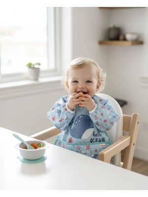 Bebechi Laura Baby Uzun Kollu Sıvı Geçirmez Mama ve Aktivite Önlüğü