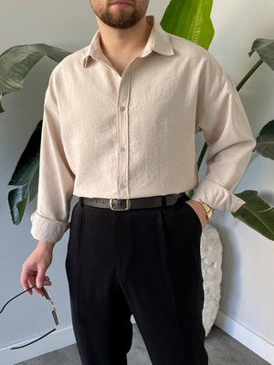 Erkek Modal Kumaş Oversize Düğmeli Modern Gömlek K3008G