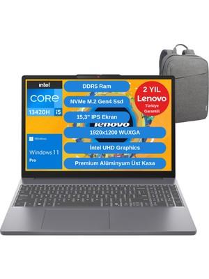 Lenovo Ideapad Slim 3 15IRH10 Intel Core I5-13420H 8gb 512GB SSD 15.3" Wuxga IPS Windows 11 Pro 83K10016TR Taşınabilir Bilgisayar - Lenovo Çanta Wz6