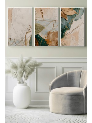 Kumsalın Derin Yeşili 3’lü Kanvas Tablo