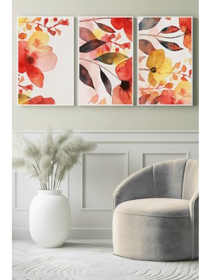 Sıcak Rüzgârın Çiçek Dansı 3’lü Kanvas Tablo