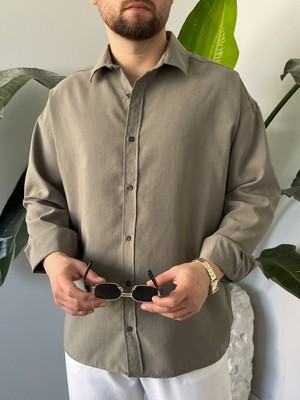 Erkek Modal Kumaş Oversize Düğmeli Modern Gömlek K3008G