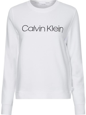 Calvin Klein Kadın Beyaz Calvin Klein Core Logo Ls Sweatsh Kadın Beyaz Sweatshirt
