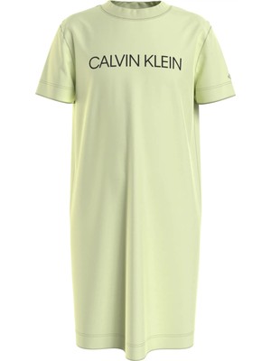 Calvin Klein Kadın Yeşil Calvin Klein Inst Logo T-Shırt Dr Kadın Yeşil Elbise