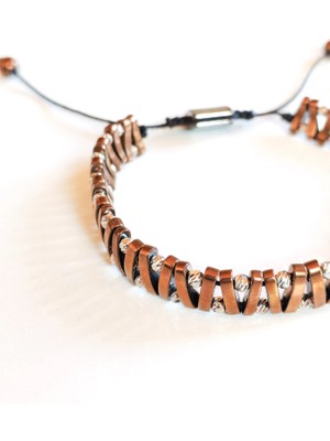 Bakır Hematit Taşlı Ayarlanabilir Erkek Bileklik