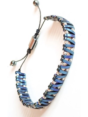 Mavi Hematit Taşlı Ayarlanabilir Erkek Bileklik