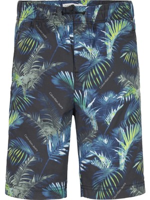 Calvin Klein Erkek Yeşil Calvin Klein Aop Palm Shorts Erkek Yeşil Şort