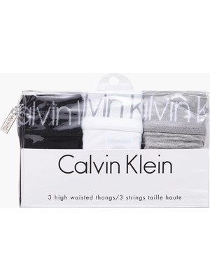 Calvin Klein Kadın Siyah Calvin Klein 3pk Hıgh Waıst Thong Kadın Siyah Tanga Set