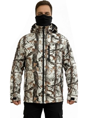 Mysia Outdoor Beyaz Orman Shell Mont Avcı Saz Kar Desen Çift Kat Polarlı